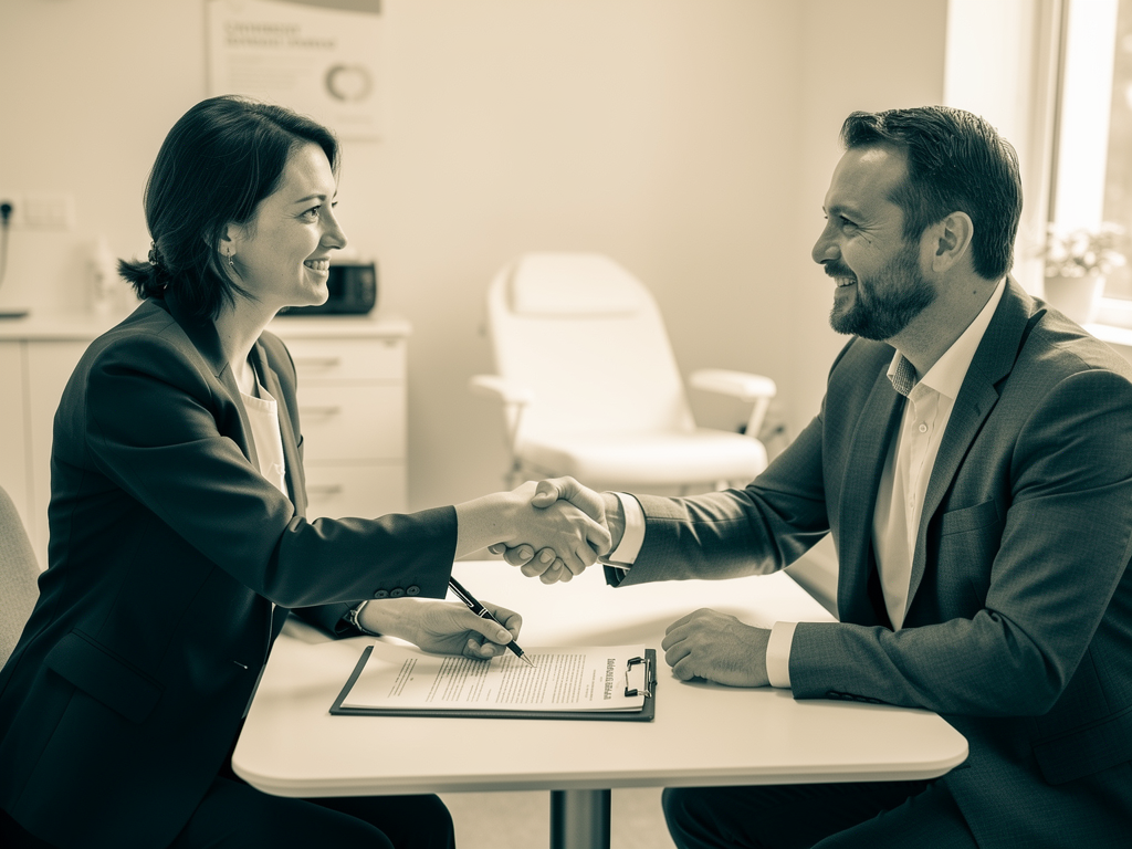 A supervisor and trainee working through a structured placement review together